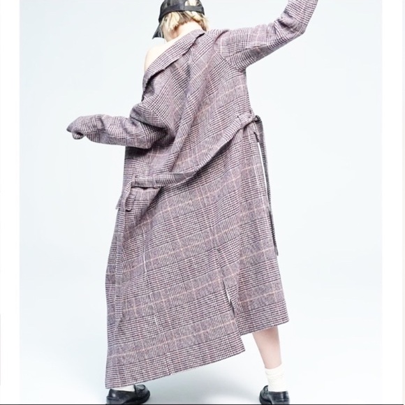 NEW Free People Menswear Hailey Wool Checkered Plaid Duster Coat M - Picture 4 of 16
